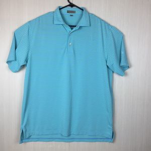 PETER MILLAR Summer Comfort Men's Polo Golf Shirt Blue with Stripes Adult Large